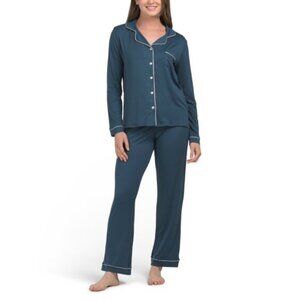 NWT BORN 2pc Soft Long Sleeve Notch Collar Top And Pants Pajama Set Size S